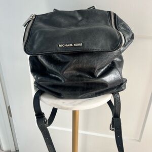 Michael Kors Black Leather Large Backpack